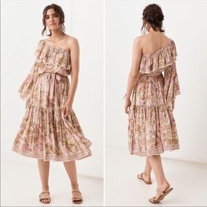 Spell One Shoulder Dress in Pink and Cream